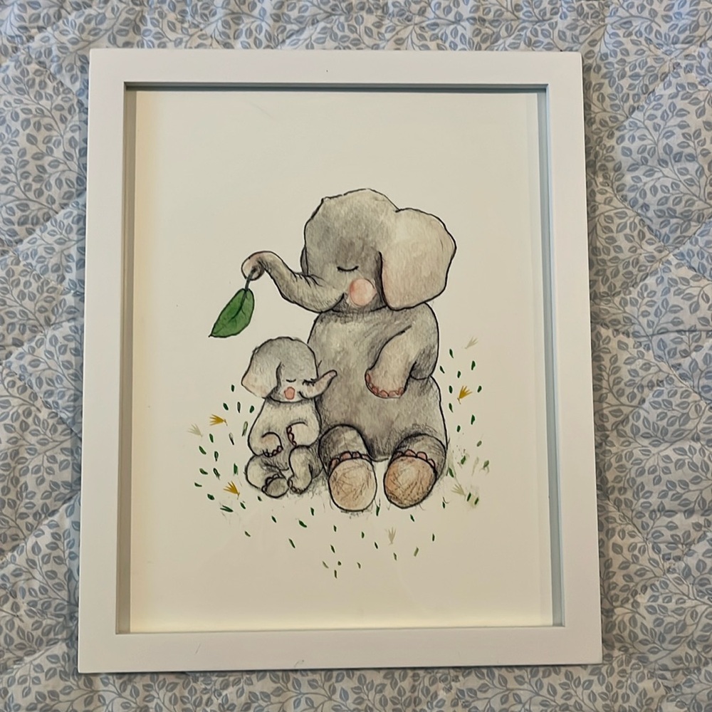Elephants framed art